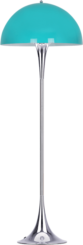 Panthella Style Floor Lamp Chrome Aqua Blue image.