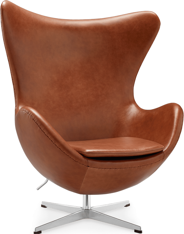 The Egg Chair Premium Leather/Without piping/Dark Tan image.