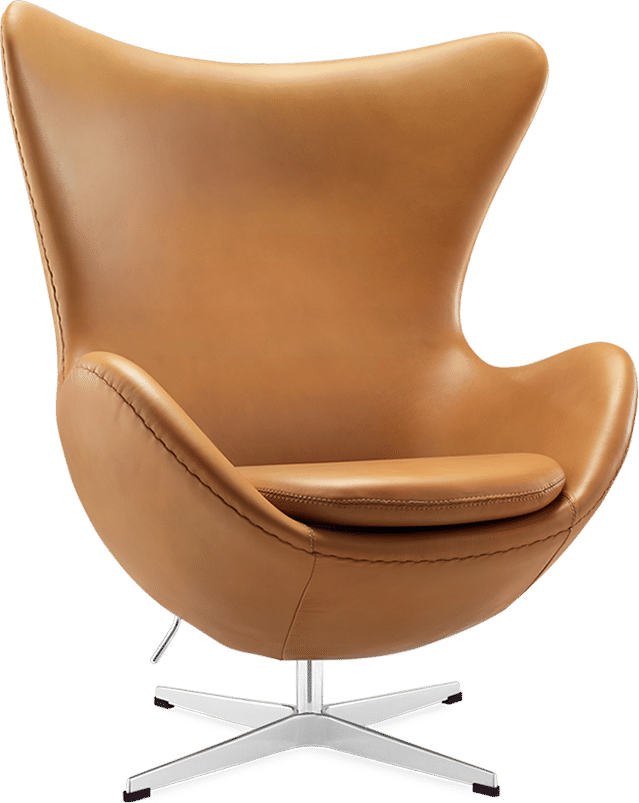 The Egg Chair Premium Leather/Without piping/Camel image.