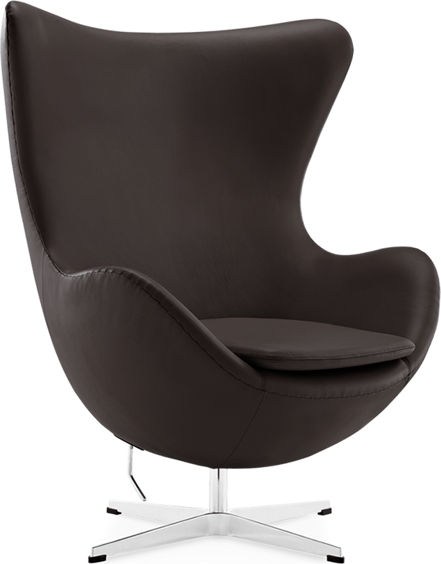 The Egg Chair Italian Leather/Without piping/Dark Brown image.