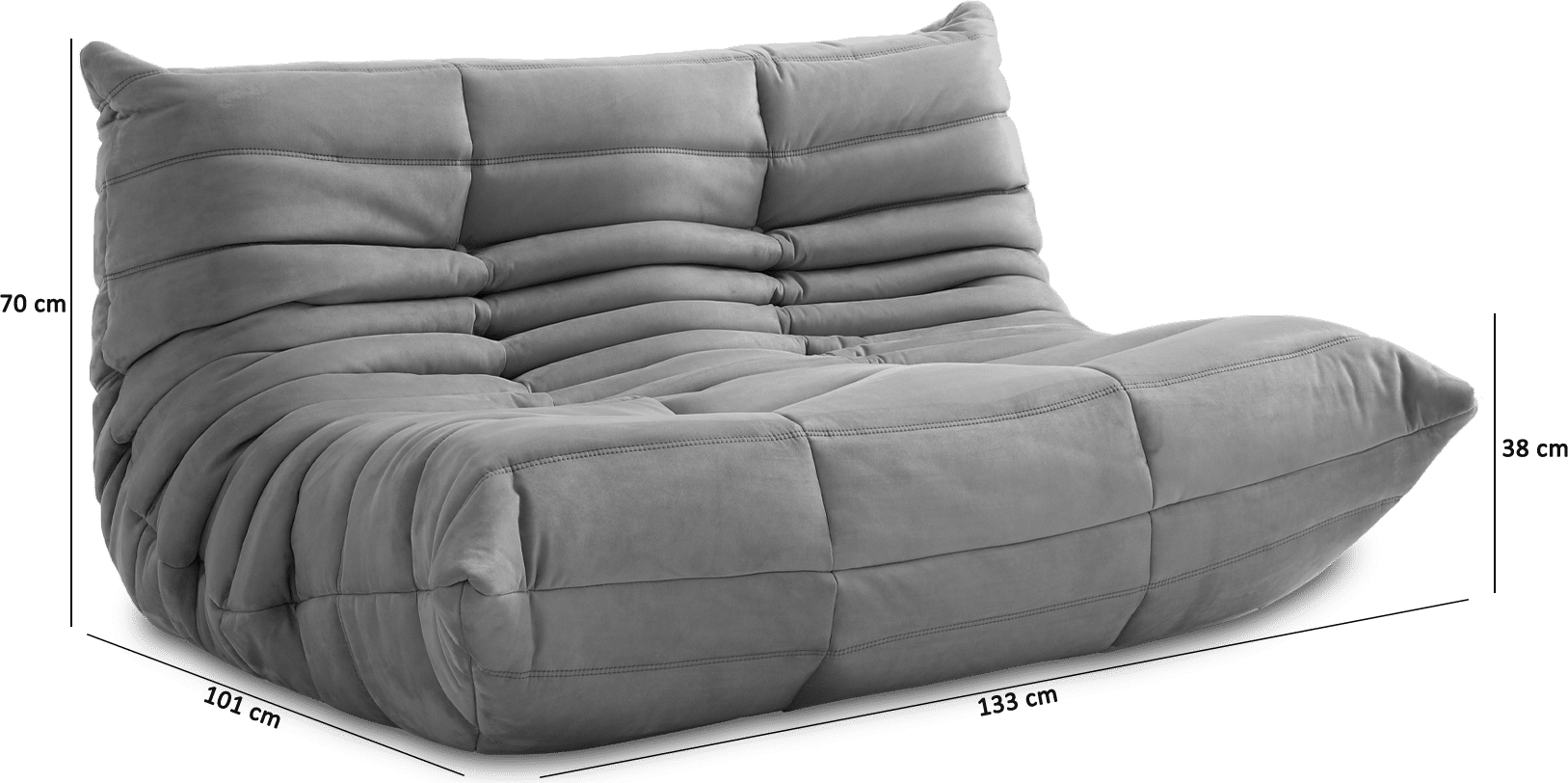 2-Sitzer Style Dark Mobelaris Sofa Comfort Velvet/Velvet Grey |